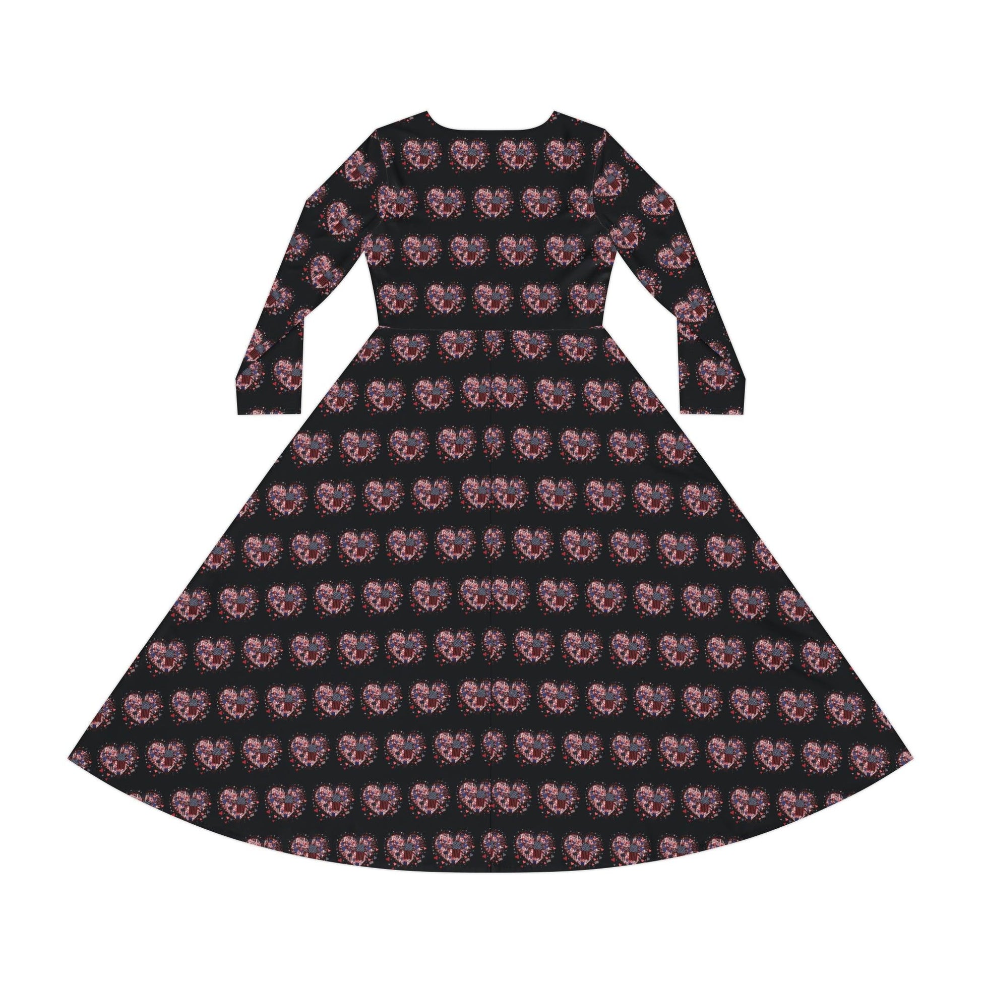Patriotic Hearts of Valor Collection by Miniaday Designs, LLC. Women's Long Sleeve Dance Dress - Miniaday Designs, LLC.