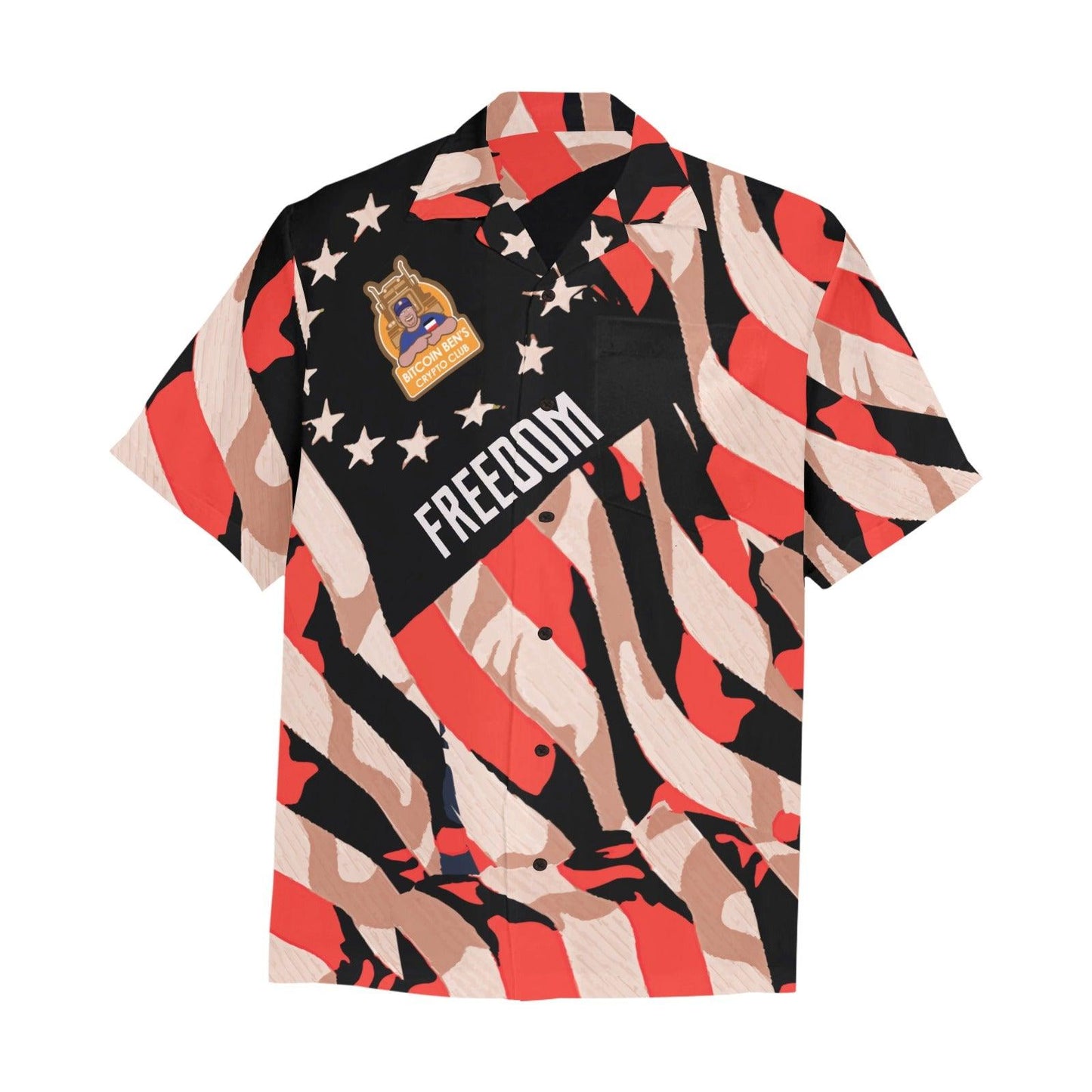 Miniaday Designs Bitcoin Ben 1776 Hawaiian Shirt Hawaiian Shirt with Chest Pocket - Miniaday Designs, LLC.