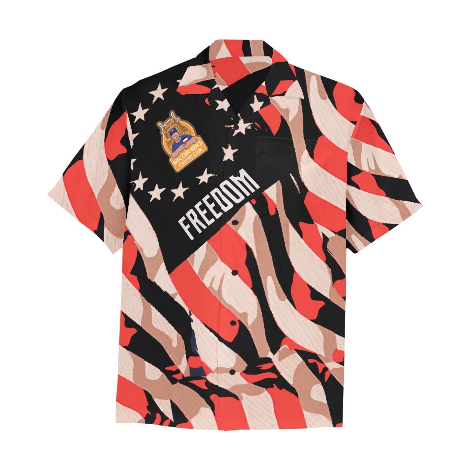 Miniaday Designs Bitcoin Ben 1776 Hawaiian Shirt Hawaiian Shirt with Chest Pocket - Miniaday Designs, LLC.