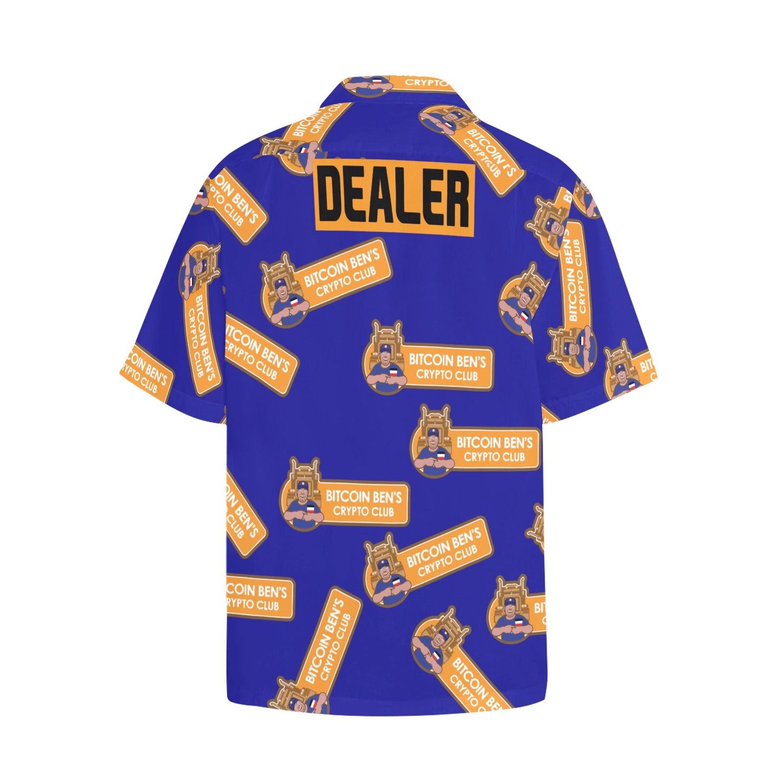 Miniaday Designs Dealer Bitcoin Ben Shirt Blue Hawaiian Shirt with Chest Pocket - Miniaday Designs, LLC.