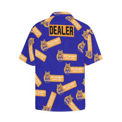 Miniaday Designs Dealer Bitcoin Ben Shirt Blue Hawaiian Shirt with Chest Pocket - Miniaday Designs, LLC.