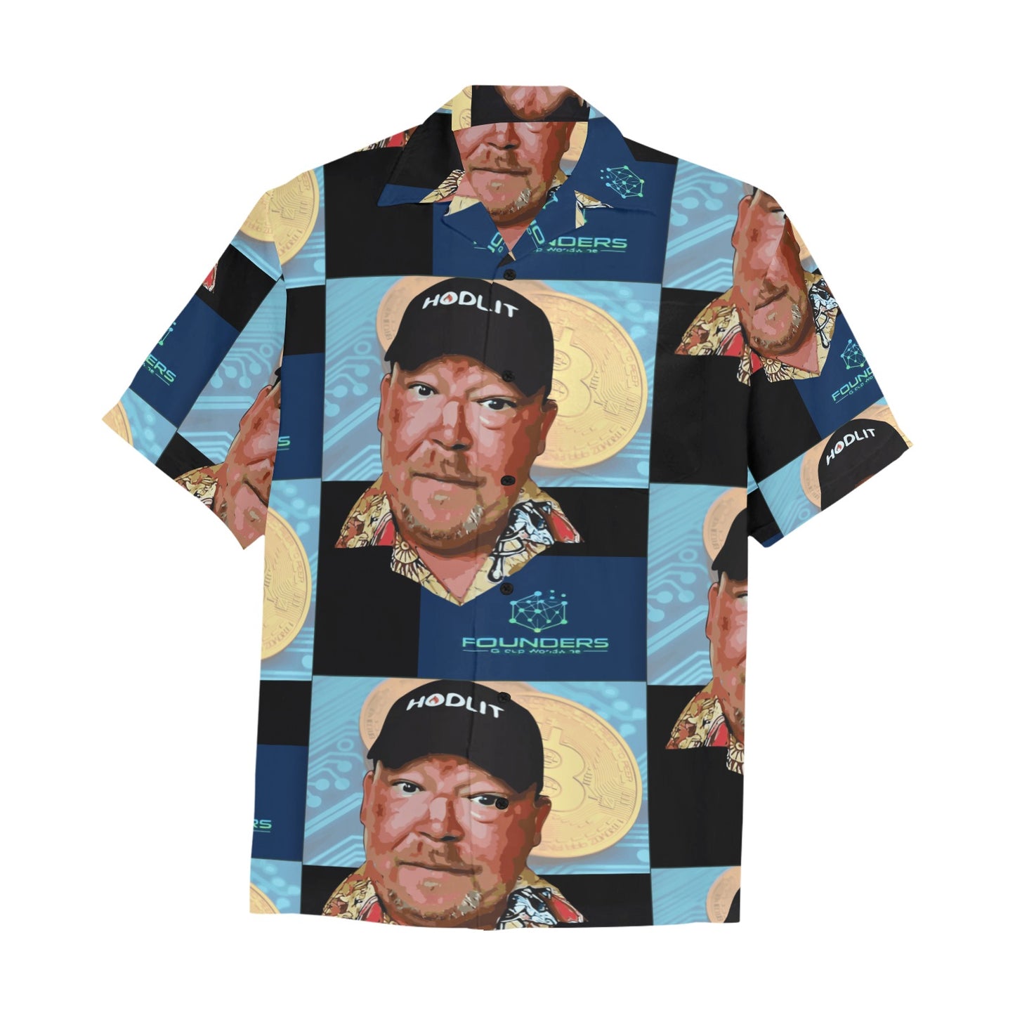 Miniaday Designs Bitcoin Ben and Bitcoin Hawaiian Shirt with Chest Pocket Multicolor