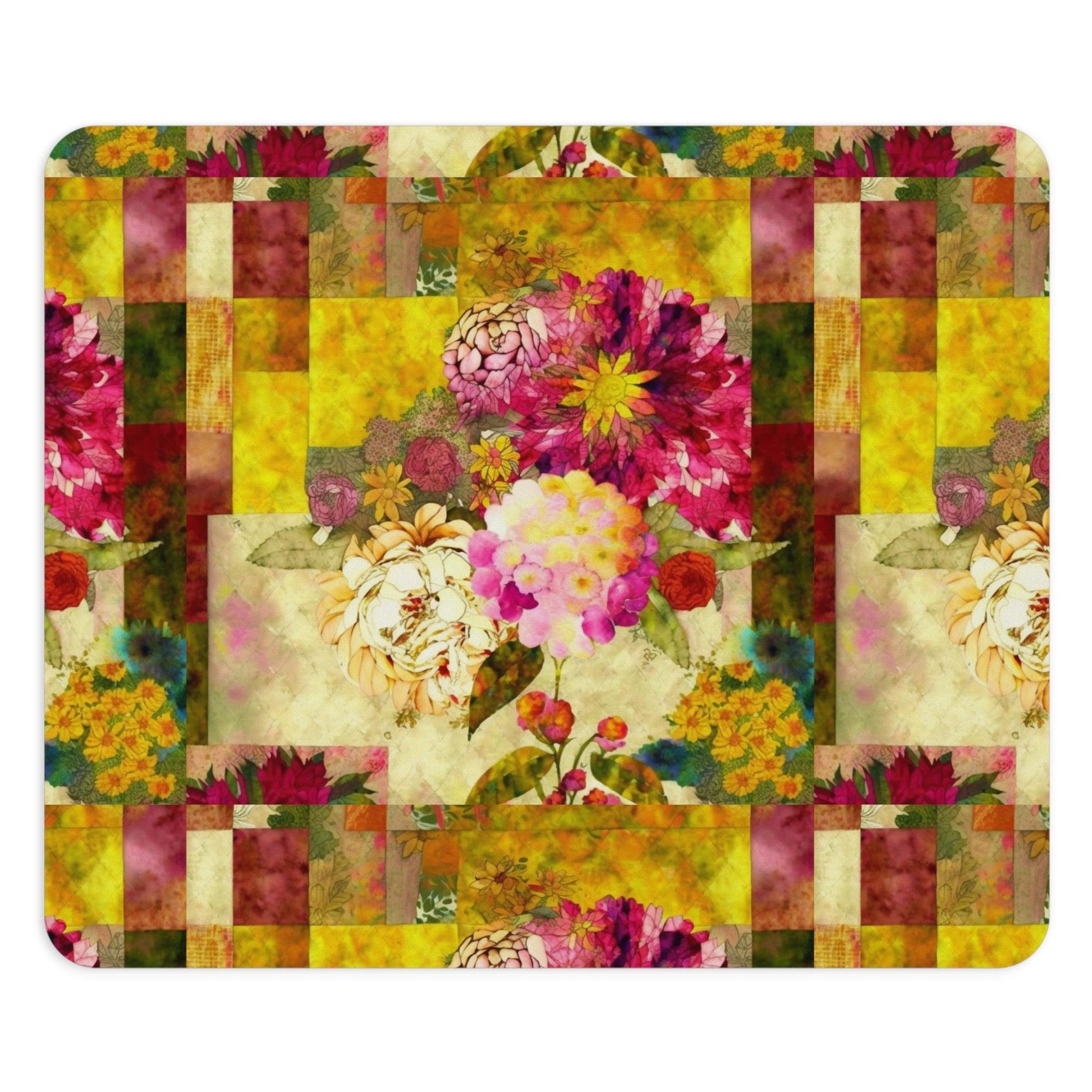 Sunlit Floral Mosaic Collection by Miniaday Designs, LLC. Mouse Pad - Miniaday Designs, LLC.