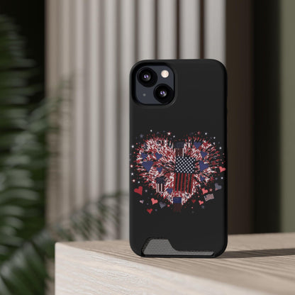 Patriotic Hearts of Valor Collection by Miniaday Designs, LLC. Phone Case With Card Holder - Miniaday Designs, LLC.