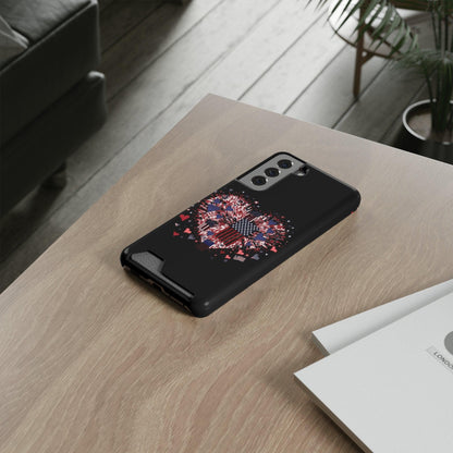 Patriotic Hearts of Valor Collection by Miniaday Designs, LLC. Phone Case With Card Holder - Miniaday Designs, LLC.
