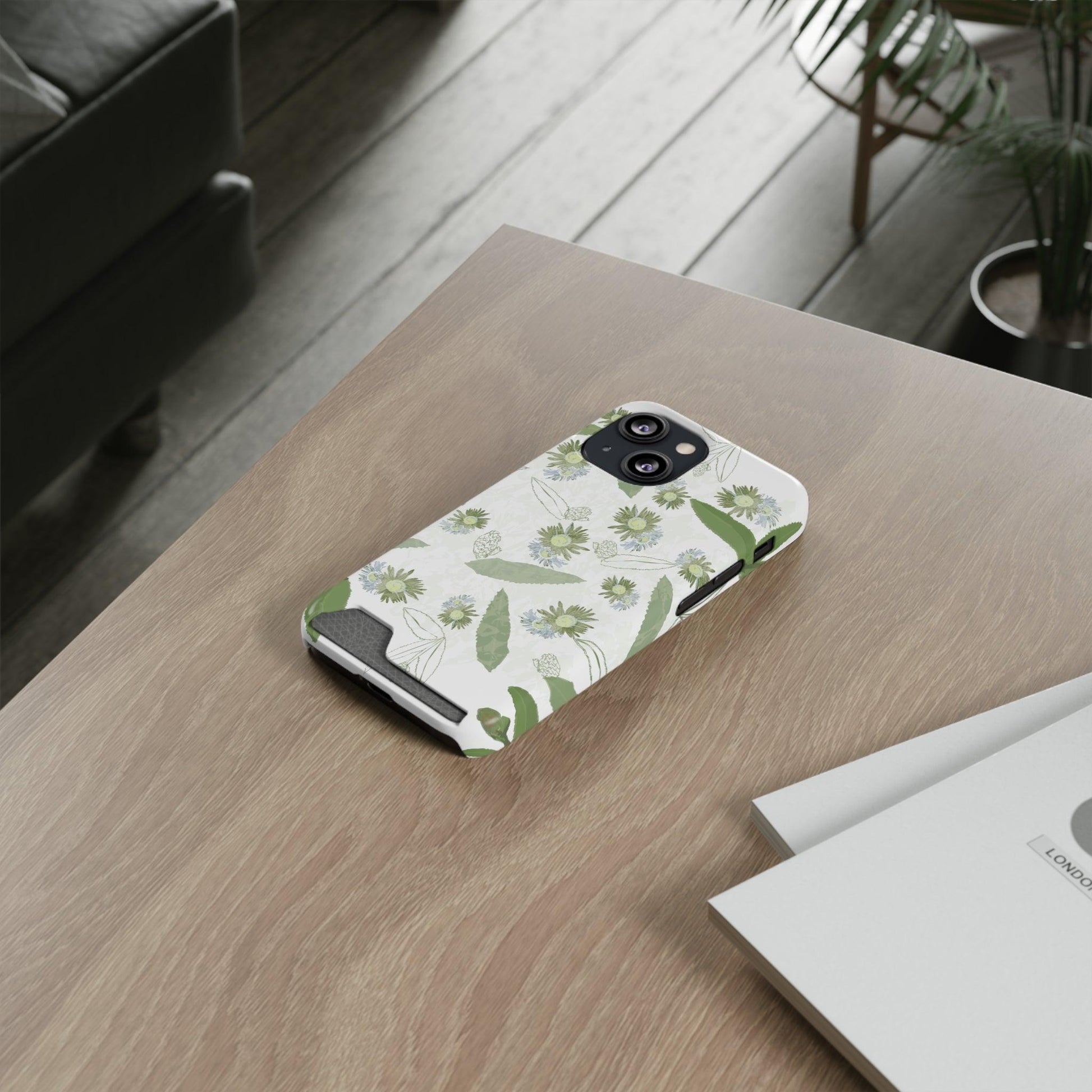 Serene Botanical Harmony Collection by Miniaday Designs, LLC. Phone Case With Card Holder - Miniaday Designs, LLC.