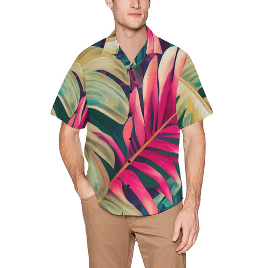 Miniaday Designs Enchanting Foliage Hawaiian Shirt with Chest Pocket