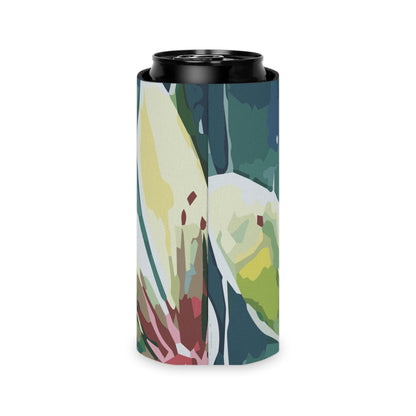 Rain-kissed Lotus Whimsy Collection by Miniaday Designs, LLC. Can Cooler - Miniaday Designs, LLC.