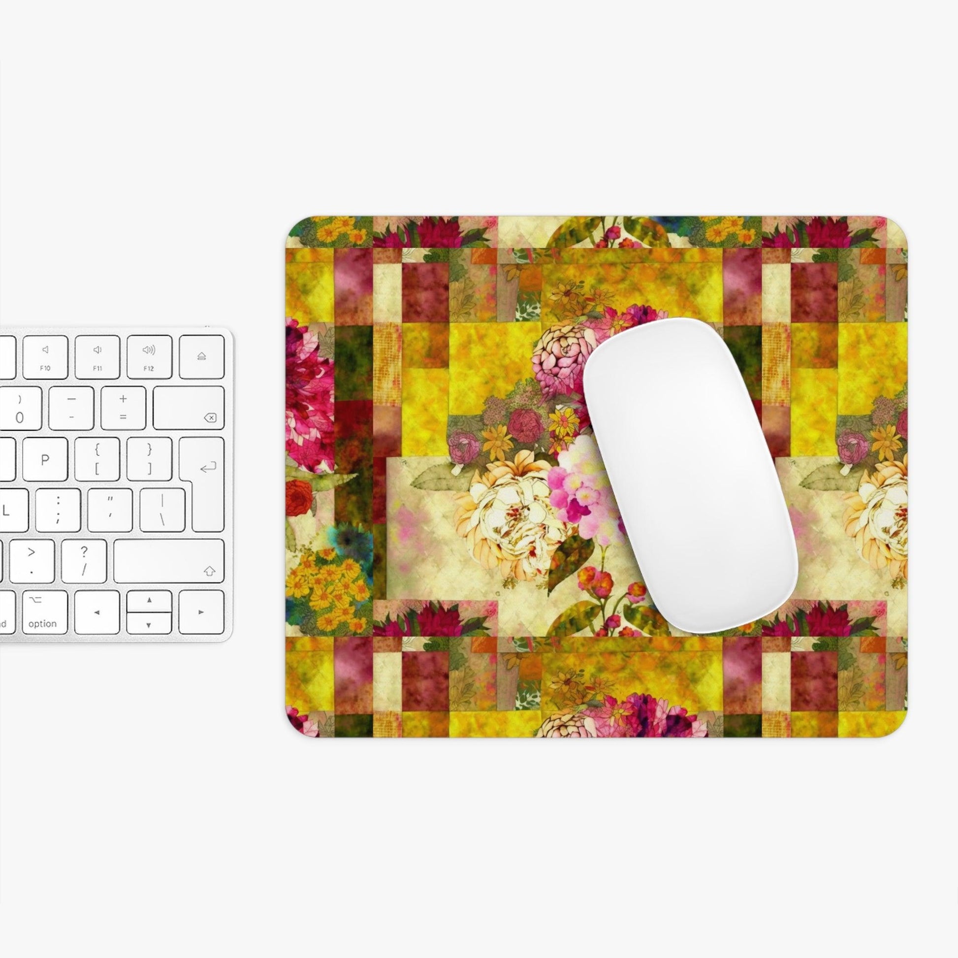 Sunlit Floral Mosaic Collection by Miniaday Designs, LLC. Mouse Pad - Miniaday Designs, LLC.