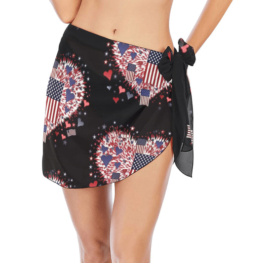 Miniaday Designs Women's Beach Sarong Wrap Patriotic Hearts of Valor Collection - Miniaday Designs, LLC.