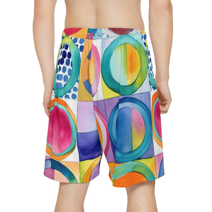 Vibrant Circle Mosaic Collection by Miniaday Designs, LLC. Men’s Sports Shorts (AOP) - Miniaday Designs, LLC.