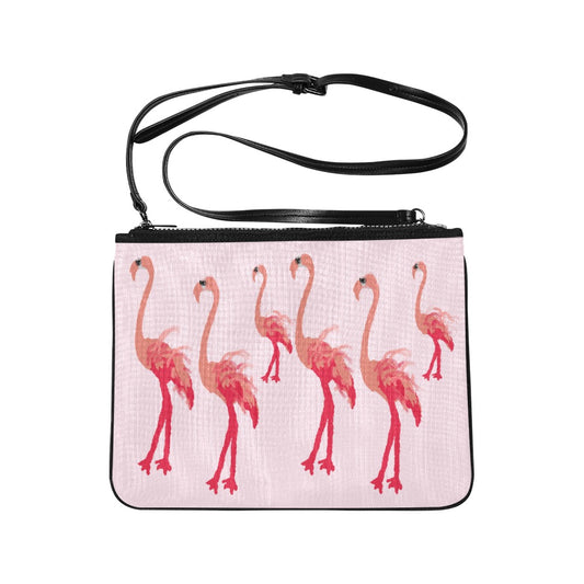 Fuschia Flamingos on Pink Slim Clutch Bag (Model 1668)