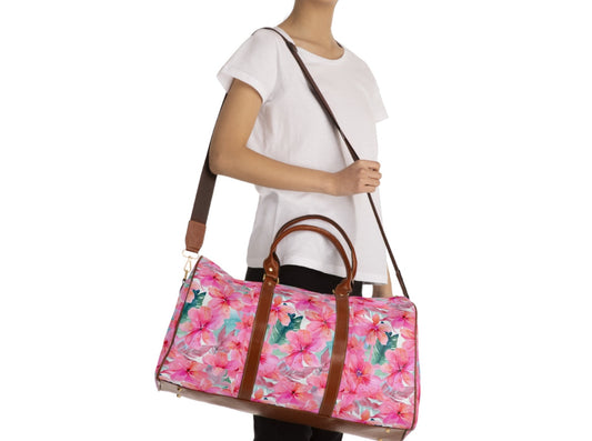 Hibiscus Whimsy Collection by Miniaday Designs, LLC. Waterproof Travel Bag - Miniaday Designs, LLC.