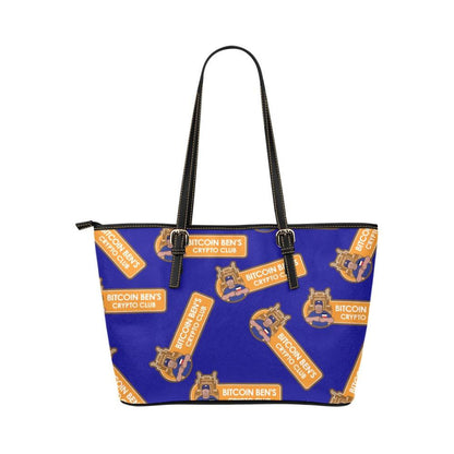 Miniaday Designs Bitcoin Ben Crypto Club PU Leather Tote Bag/Large Blue - Miniaday Designs, LLC.