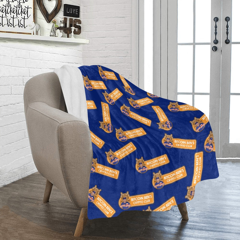 Miniaday Designs Bitcoin Ben Logo on Blue Ultra-Soft Micro Fleece Blanket 40"x50" - Miniaday Designs, LLC.