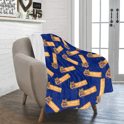 Miniaday Designs Bitcoin Ben Logo on Blue Ultra-Soft Micro Fleece Blanket 40"x50" - Miniaday Designs, LLC.