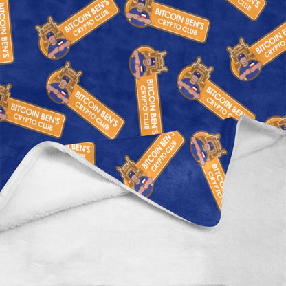 Miniaday Designs Bitcoin Ben Logo on Blue Ultra-Soft Micro Fleece Blanket 40"x50" - Miniaday Designs, LLC.
