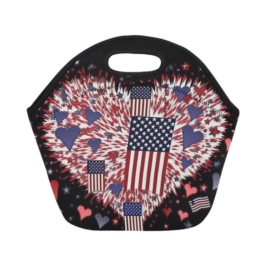Miniaday Designs Patriotic Hearts Gourmet Neoprene Lunch Bag - Miniaday Designs, LLC.