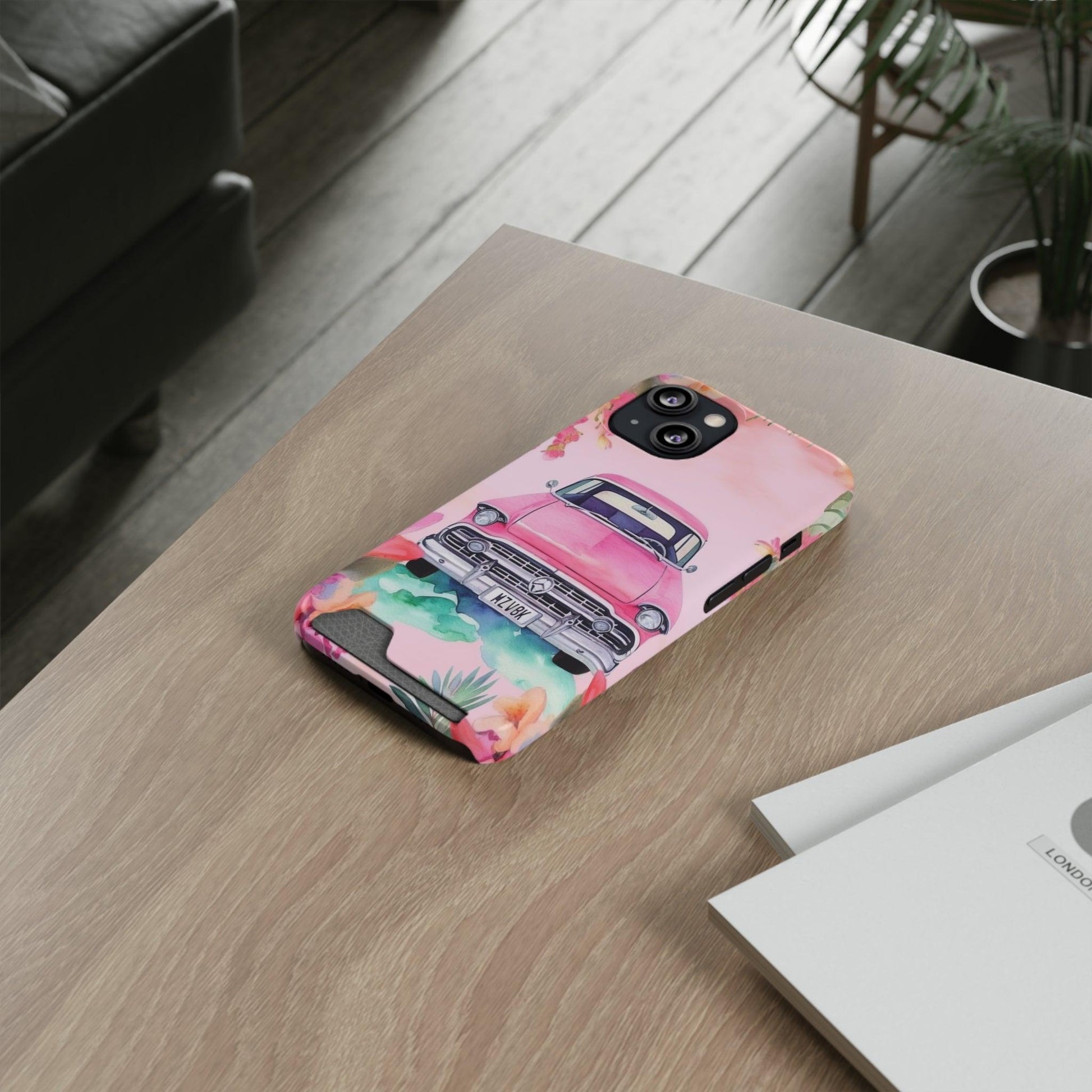 Pink Paradise Roadtrip Collection by Miniaday Designs, LLC. Phone Case With Card Holder - Miniaday Designs, LLC.
