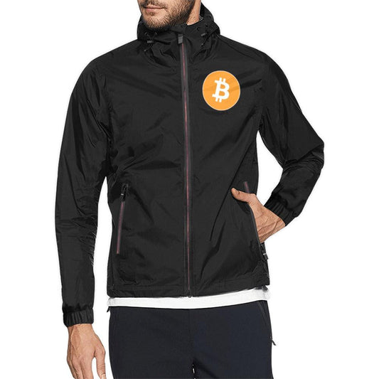 Miniaday Designs Bitcoin Logo Unisex Windbreaker with Hoodie