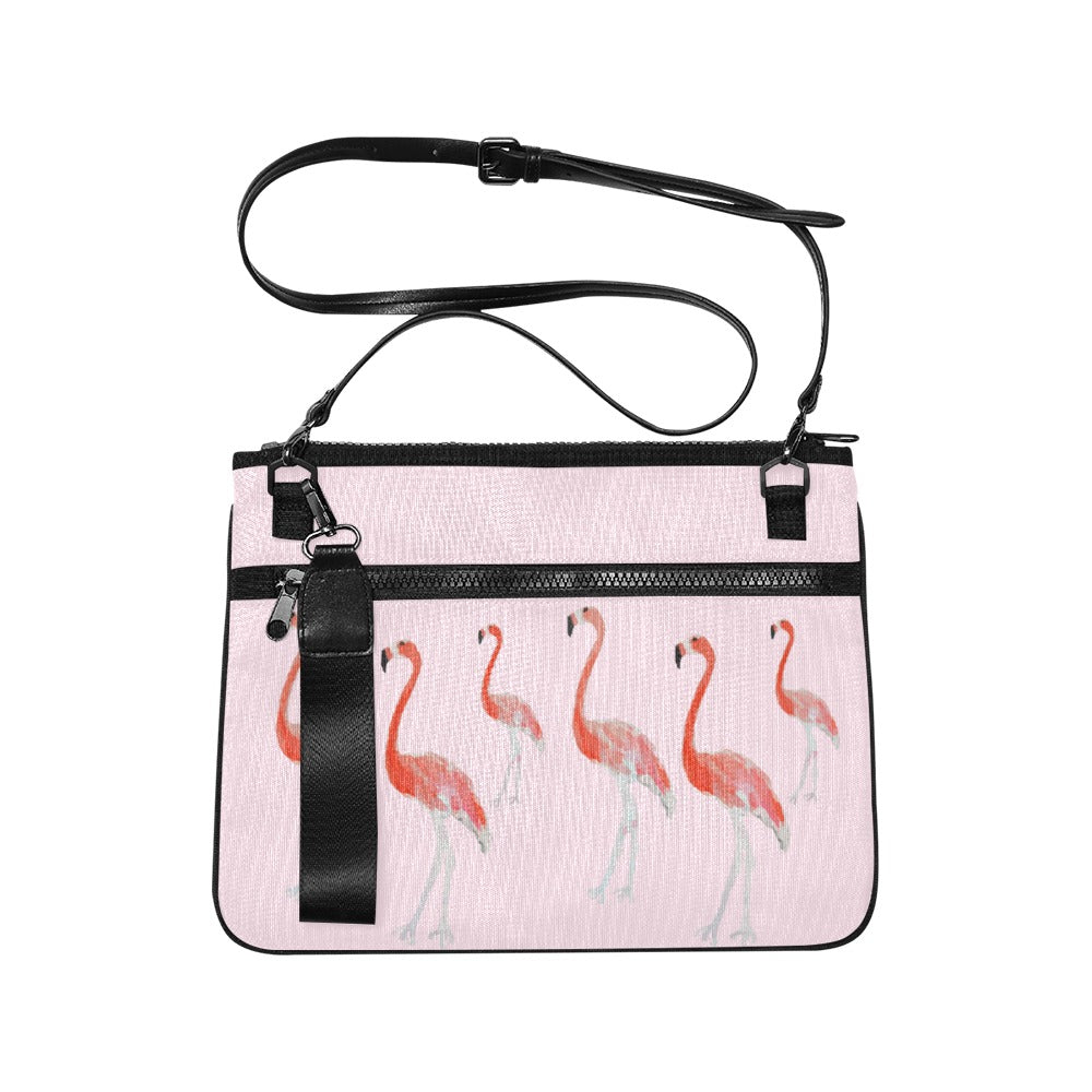 Bolso Clutch Slim Flamenco con fondo rosa (Modelo 1668) 