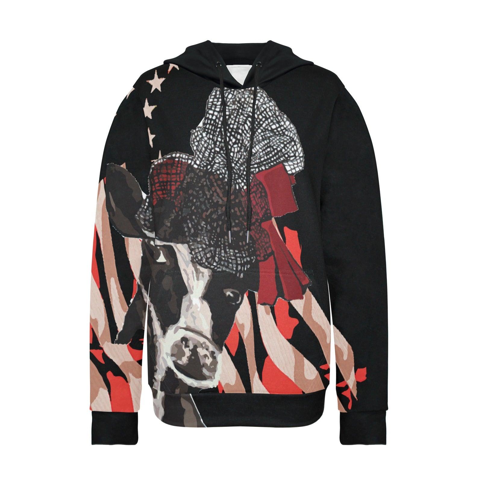 Miniaday Designs Patriotic Cows Hoodies for Women Multiple Colors - Miniaday Designs, LLC.