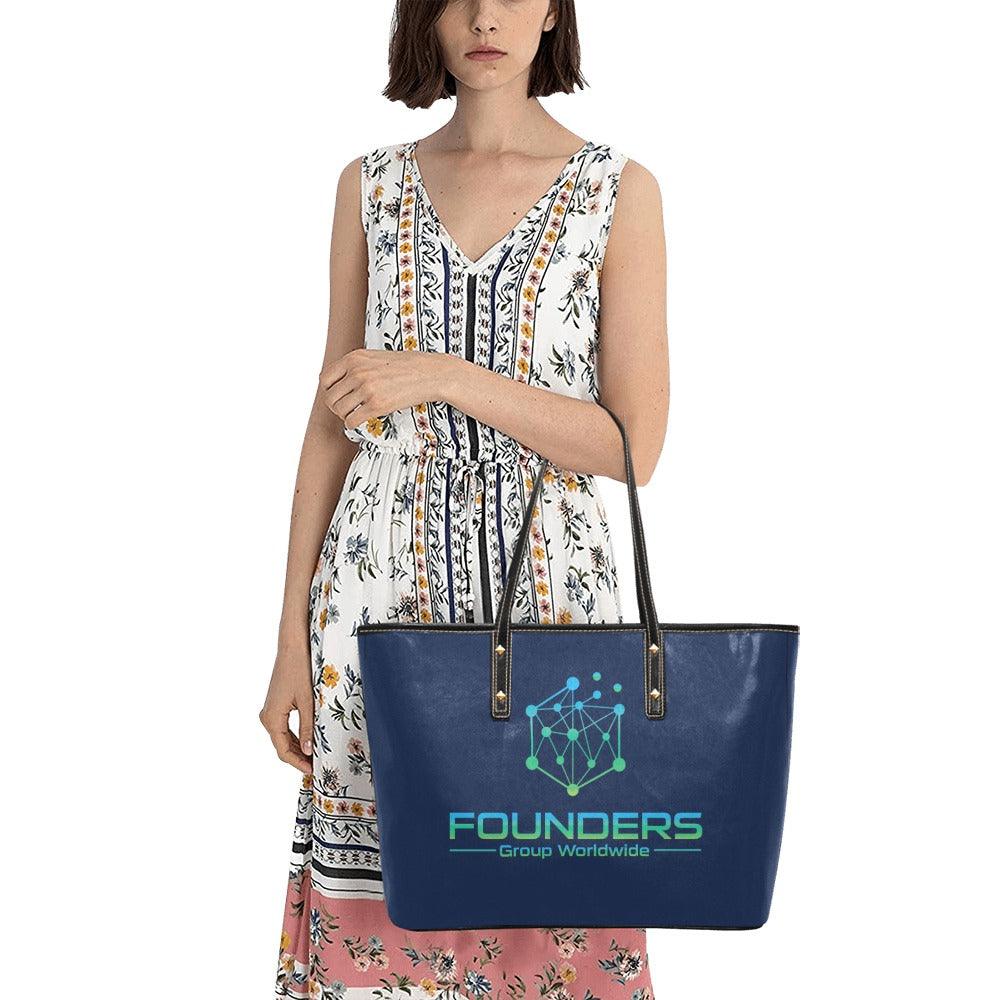 Miniaday Designs Founders Group Large Chic Leather Tote Bag Blue Women - Miniaday Designs, LLC.