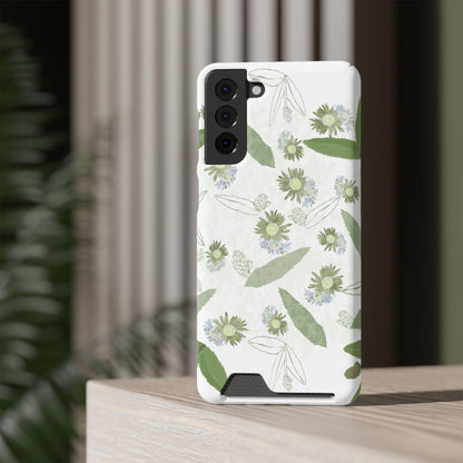 Serene Botanical Harmony Collection by Miniaday Designs, LLC. Phone Case With Card Holder - Miniaday Designs, LLC.